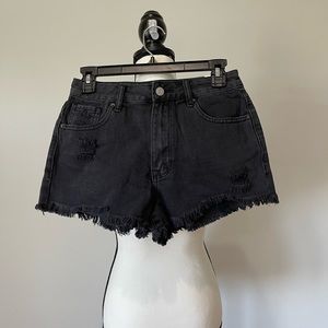 PacSun distressed black high rise festival shorts in a size 26 NWT